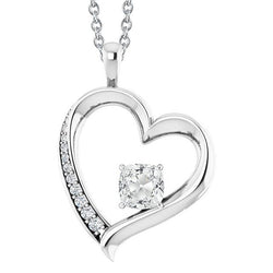 Gold Herzförmiger Echt Diamantanhänger Rund & Kissen Alter Bergmann 2.50 ct.