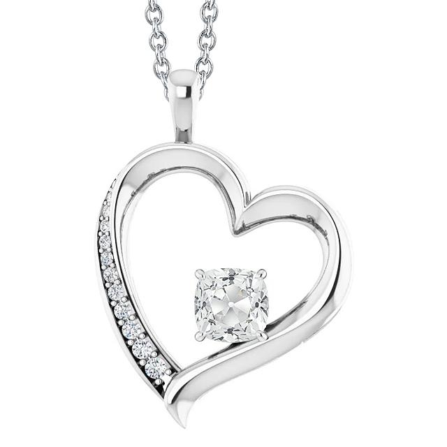 Gold Herzförmiger Echt Diamantanhänger Rund & Kissen Alter Bergmann 2.50 ct. - harrychadent.ch