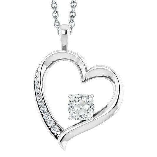 Gold Herzförmiger Echt Diamantanhänger Rund & Kissen Alter Bergmann 2.50 ct. - harrychadent.ch