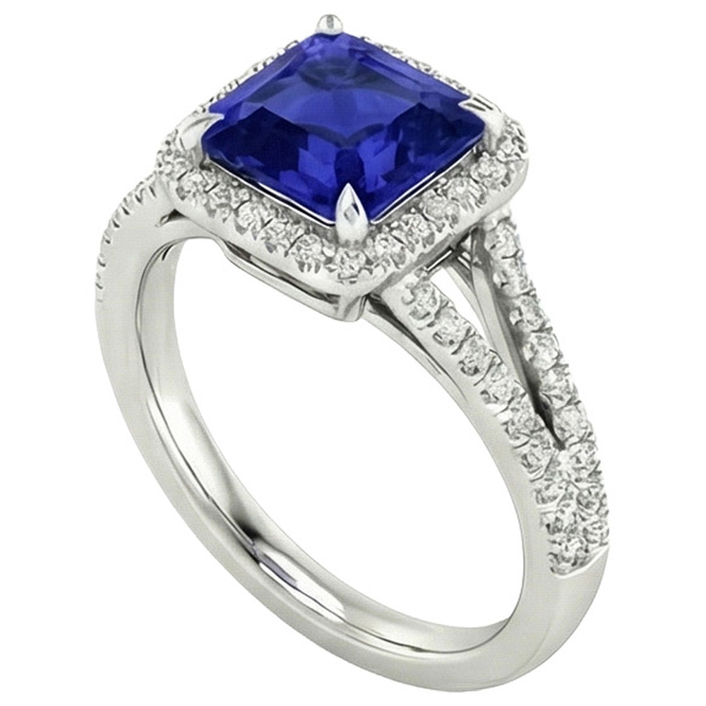 echter asscher diamant 3.25Karat ring Seitenansicht