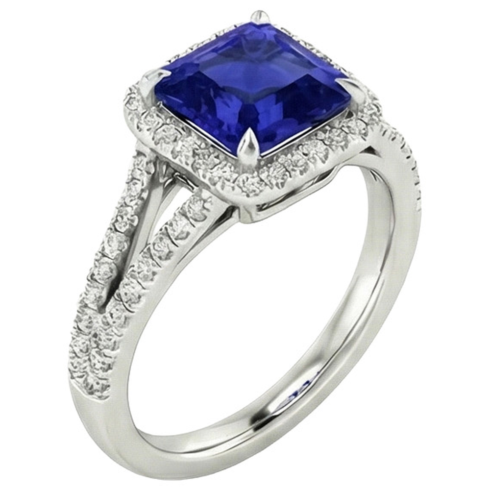 echter asscher diamant 3.25Karat ring Draufsicht