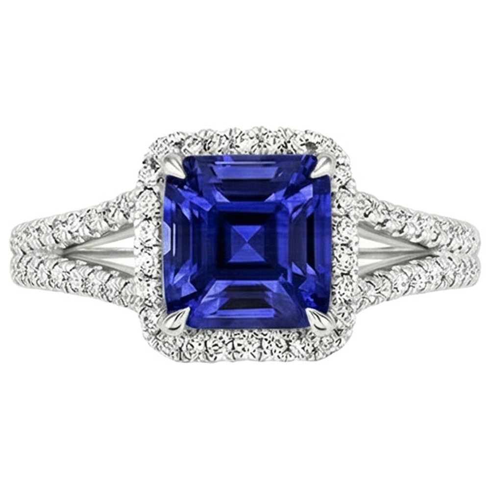 echter asscher diamant 3.25Karat ring Detailansicht