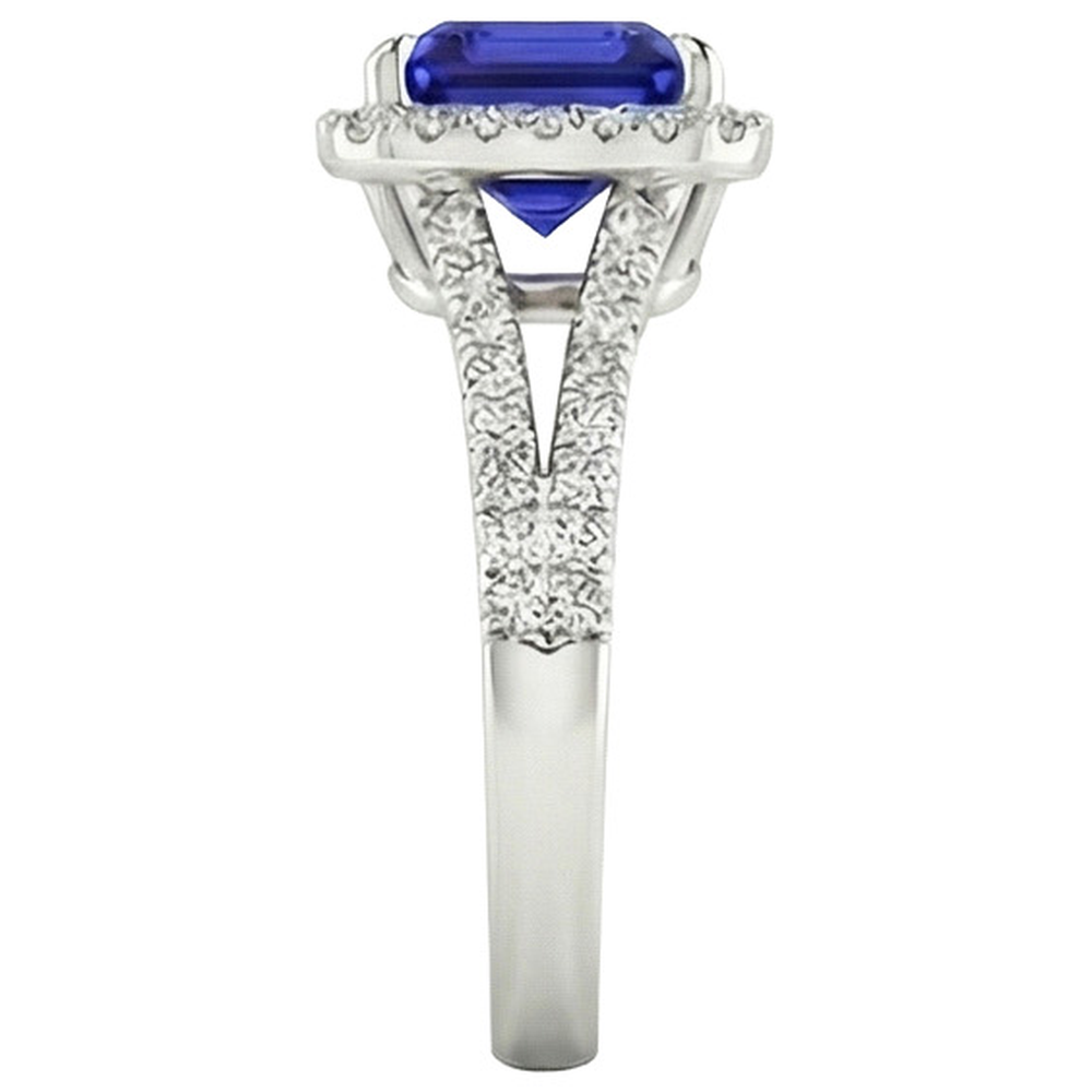 echter asscher diamant 3.25Karat ring Profilansicht
