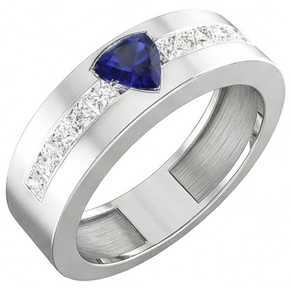 Goldener Herrenring Billion Saphir 1,50 Karat Natürlicher Diamant ( nicht im Labor gezüchtet )en im Kanalschliff