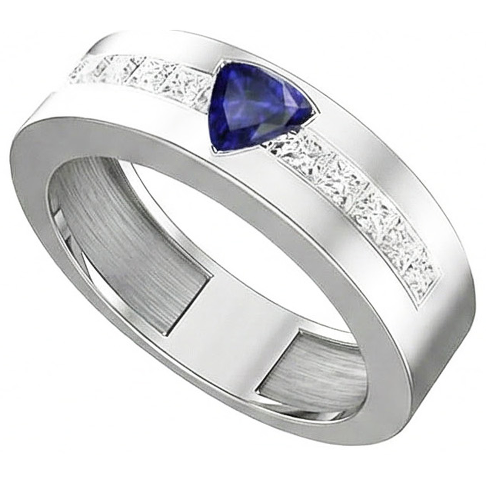 Goldener Herrenring Billion Saphir 1,50 Karat Natürlicher Diamant ( nicht im Labor gezüchtet )en im Kanalschliff