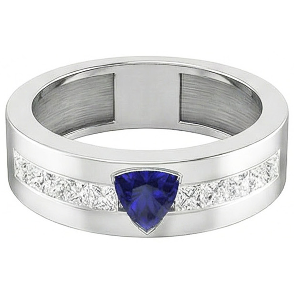 Goldener Herrenring Billion Saphir 1,50 Karat Natürlicher Diamant ( nicht im Labor gezüchtet )en im Kanalschliff