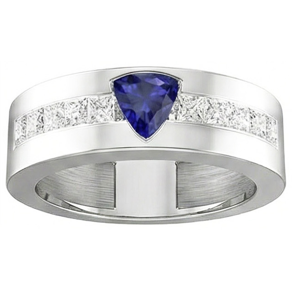 Goldener Herrenring Billion Saphir 1,50 Karat Natürlicher Diamant ( nicht im Labor gezüchtet )en im Kanalschliff