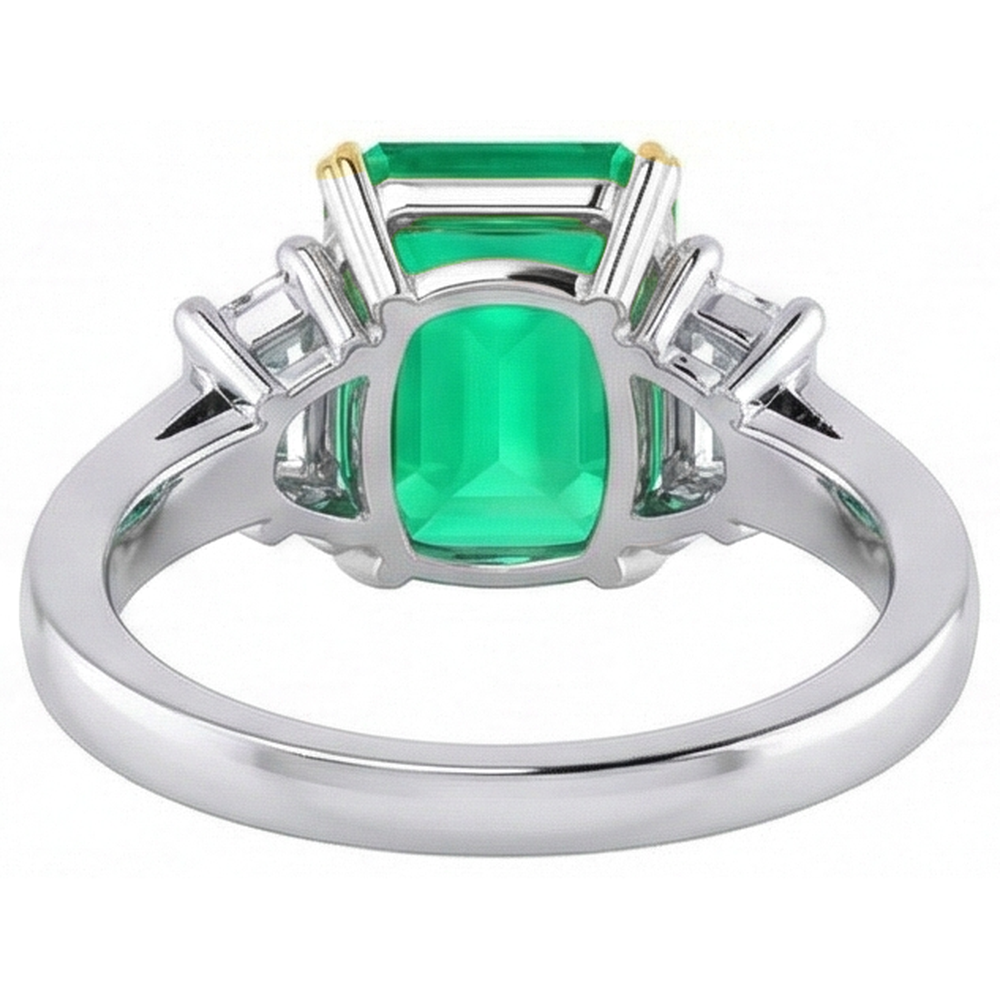 Farbstein-Ring Bicolor 14K Gold mit Kolumbianischer Smaragd – Rückansicht