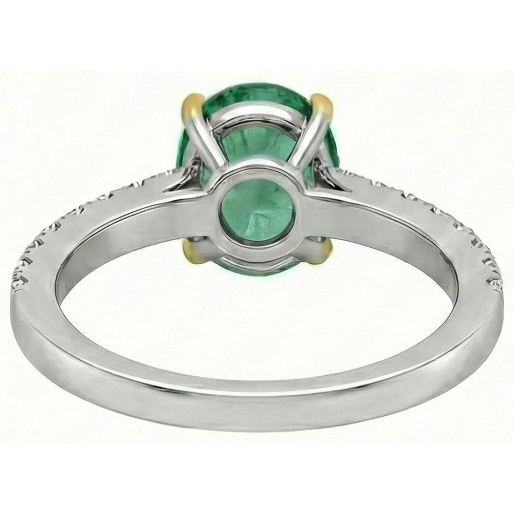 Farbstein-Ring Zweifarbiges 14K Gold mit Kolumbianischer Smaragd – Rückansicht