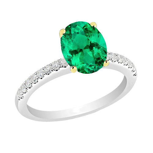 Designer Kolumbianischer Smaragd Farbstein-Ring 2 Karat – Hauptansicht