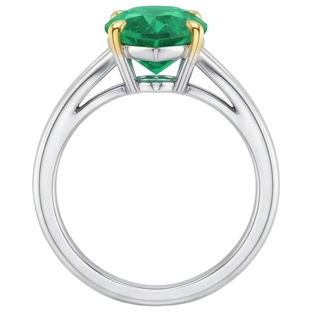 Marquise-Schliff Kolumbianischer Smaragd Ring in 14 Karat Zweifarbig Gold – Draufsicht