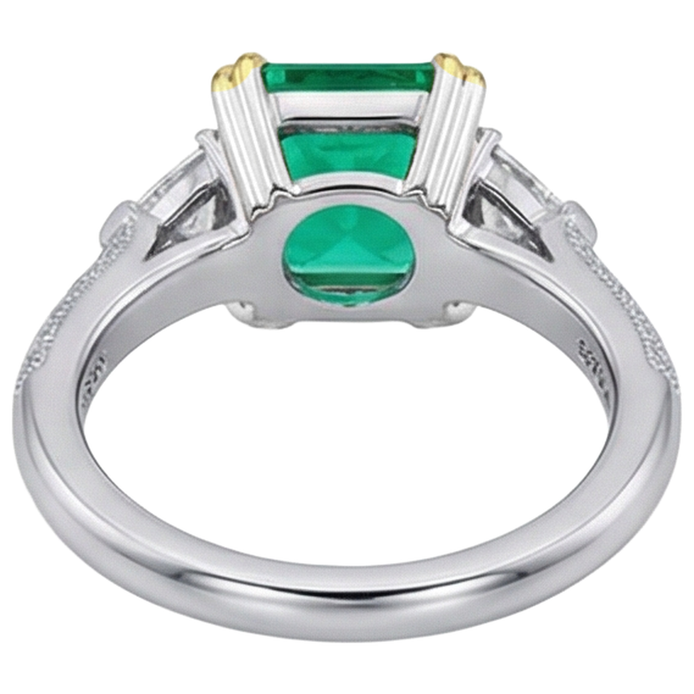 Edler Smaragd Treppen-Schliff Schmuckstein-Ring in Bicolor 14K Gold – Draufsicht