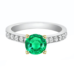Kolumbianischer Smaragd Pavé Schmuckstein-Ring 2,50 Karat in 14