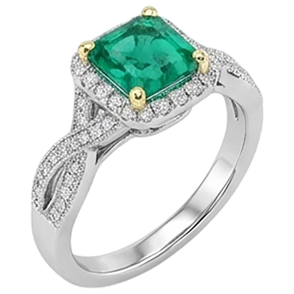 Kunstvoller Edler Smaragd Edelstein-Ring 2,50 Karat – Frontansicht