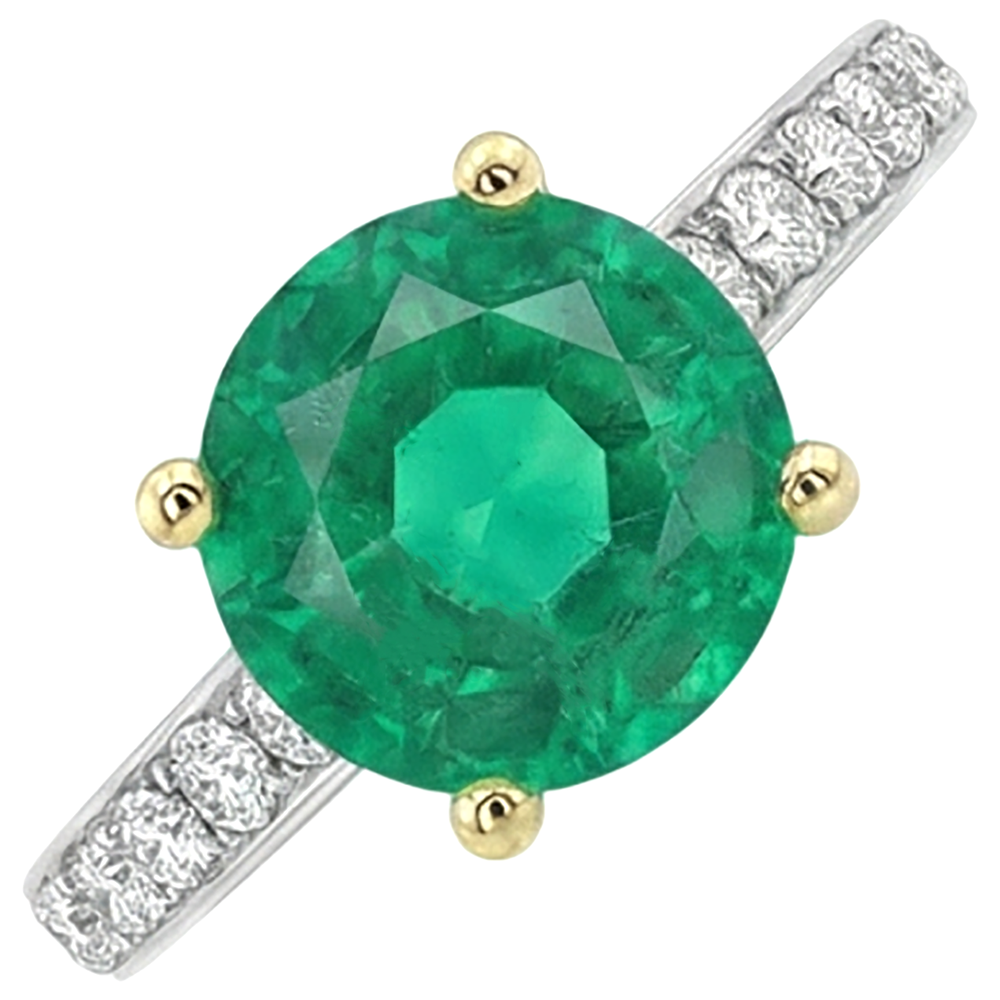 Naturreiner Kolumbianischer Smaragd Schmuckstein-Ring 2,50 Karat 14 Karat Zweifarbig Gold – Seitenansicht