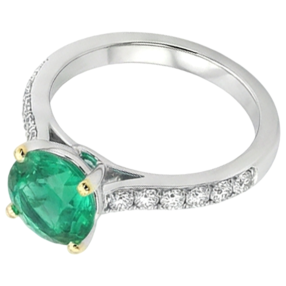 Naturreiner Kolumbianischer Smaragd Schmuckstein-Ring 2,50 Karat 14 Karat Zweifarbig Gold – Draufsicht