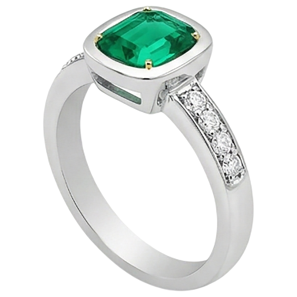 Designer Edler Smaragd Schmuckstein-Ring 2,50 Karat – Schrägansicht