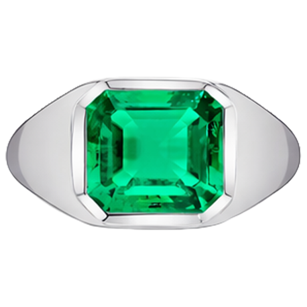 Asscher Edler Smaragd Ring in 14K Weißgold – Seitenansicht