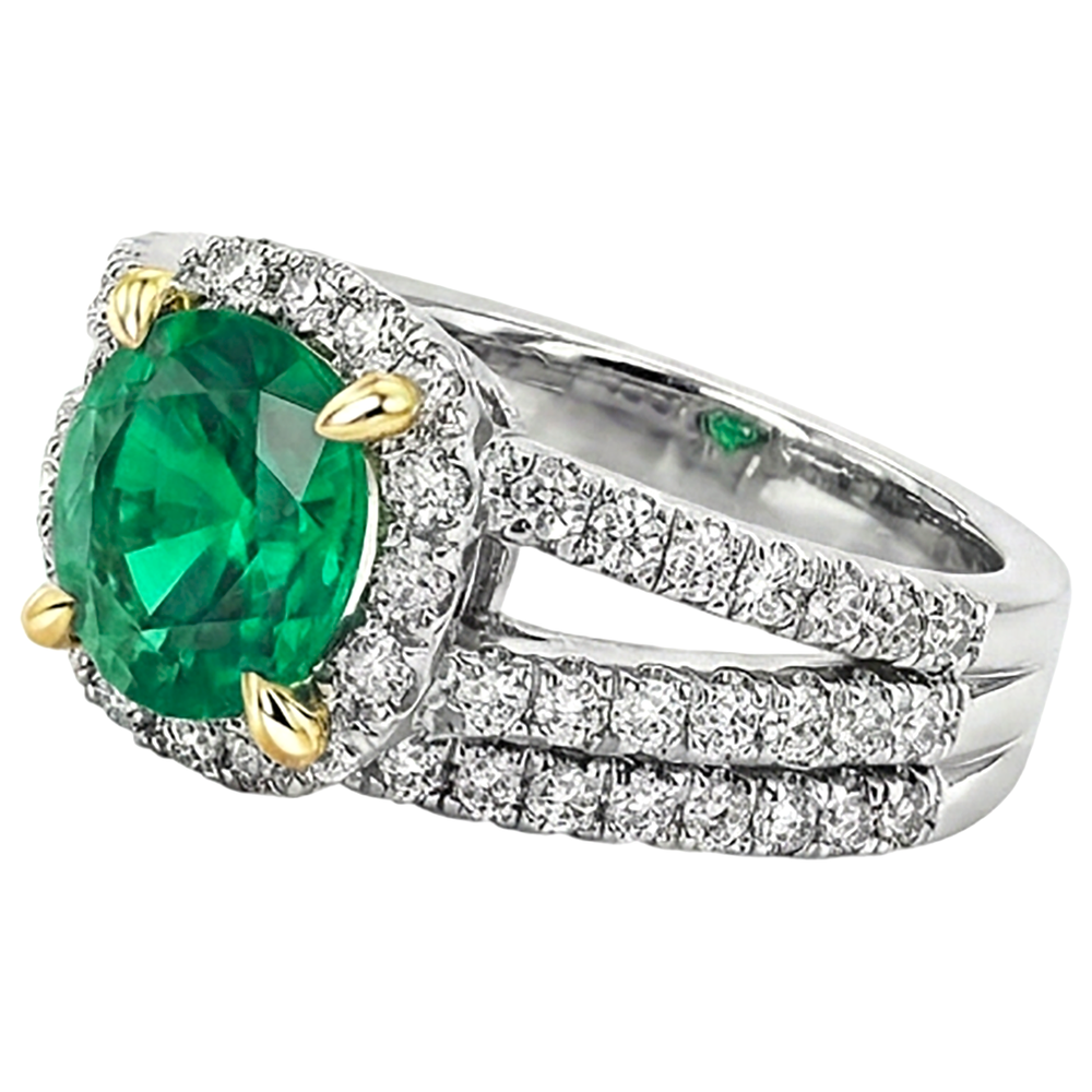 Exquisiter Farbstein-Ring 2,50 Karat – Schrägansicht
