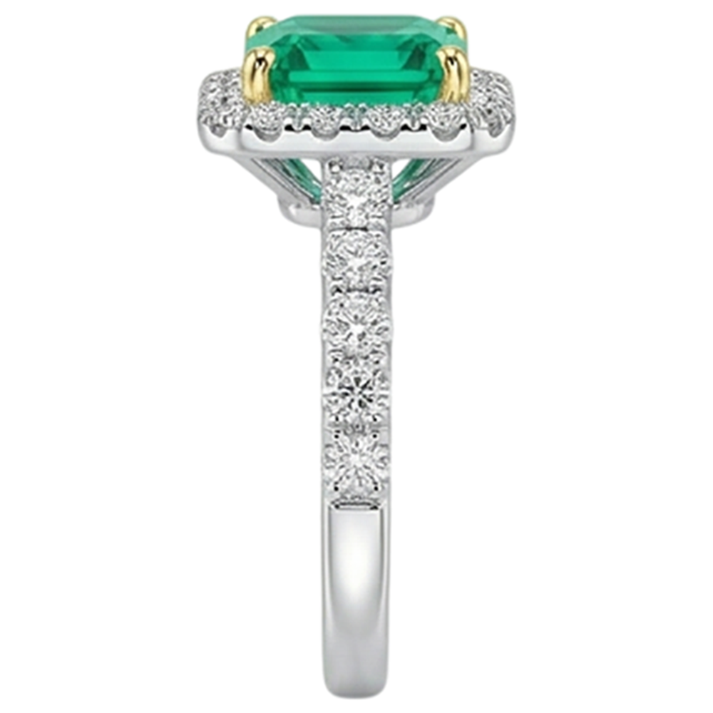 Echter Smaragd Schmuckstein-Ring 3,50 Karat Bicolor 14K Gold – Rückansicht