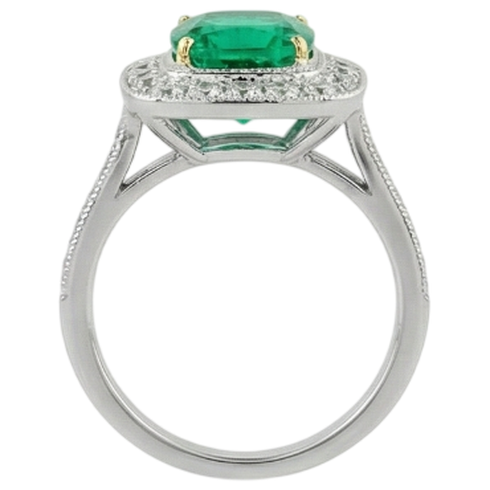 Farbstein-Ring Zweifarbiges 14K Gold mit Kolumbianischer Smaragd – Detailansicht