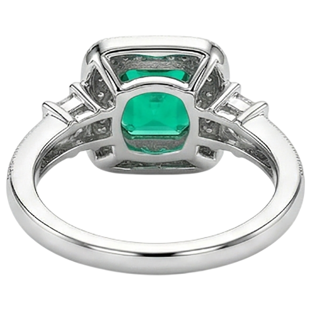 Smaragd-Schliff Edler Smaragd Ring in Zweifarbiges 14K Gold – Rückansicht