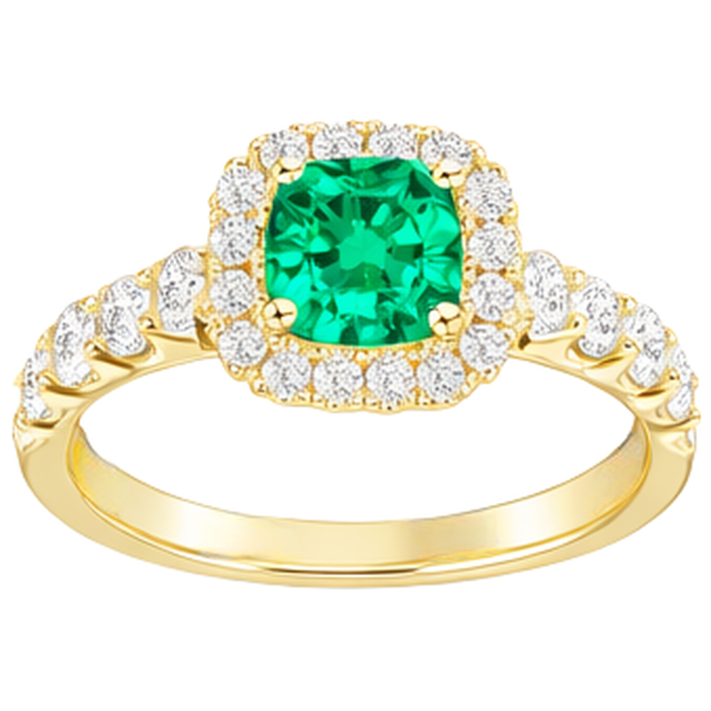 Schmuckstein-Ring 14K Gelbgold mit Smaragd – Seitenansicht