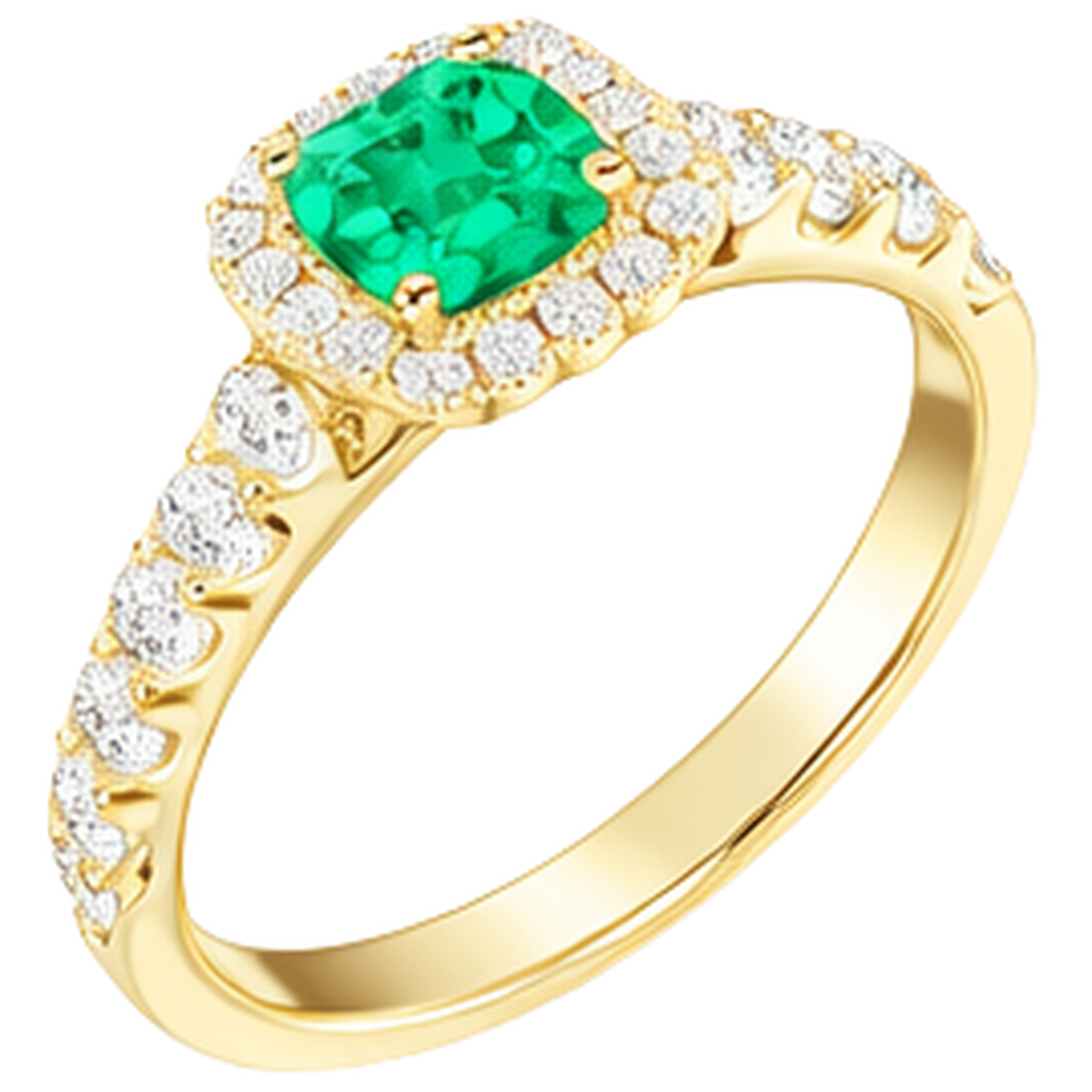 Echter Smaragd Schmuckstein-Ring 2 Karat 14K Gelbgold – Profilansicht