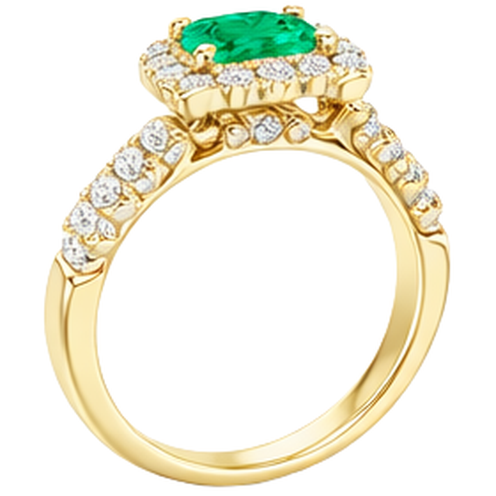 Echter Smaragd Schmuckstein-Ring 2 Karat 14K Gelbgold – Draufsicht
