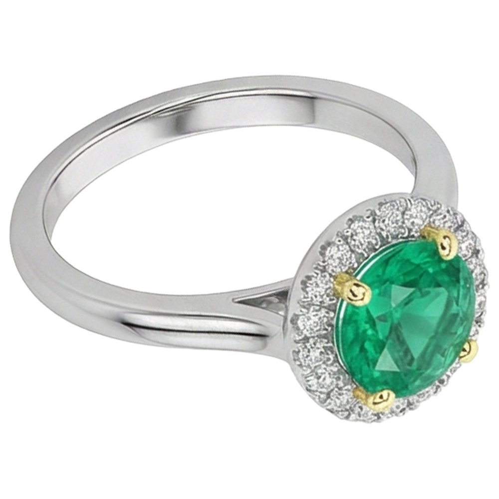 Natürlicher Edler Smaragd Schmuckstein-Ring 2 Karat Zweifarbiges 14K Gold – Profilansicht