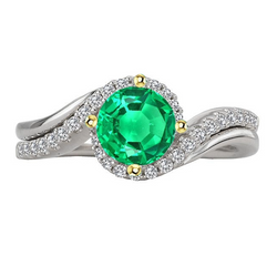 Brillanter Schmuckstein-Ring mit Gedrehte Schiene Smaragd – 2,50