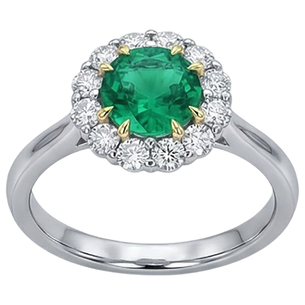 Natürlicher Smaragd Farbstein-Ring 2,50 Karat Zweifarbiges 14K Gold – Profilansicht