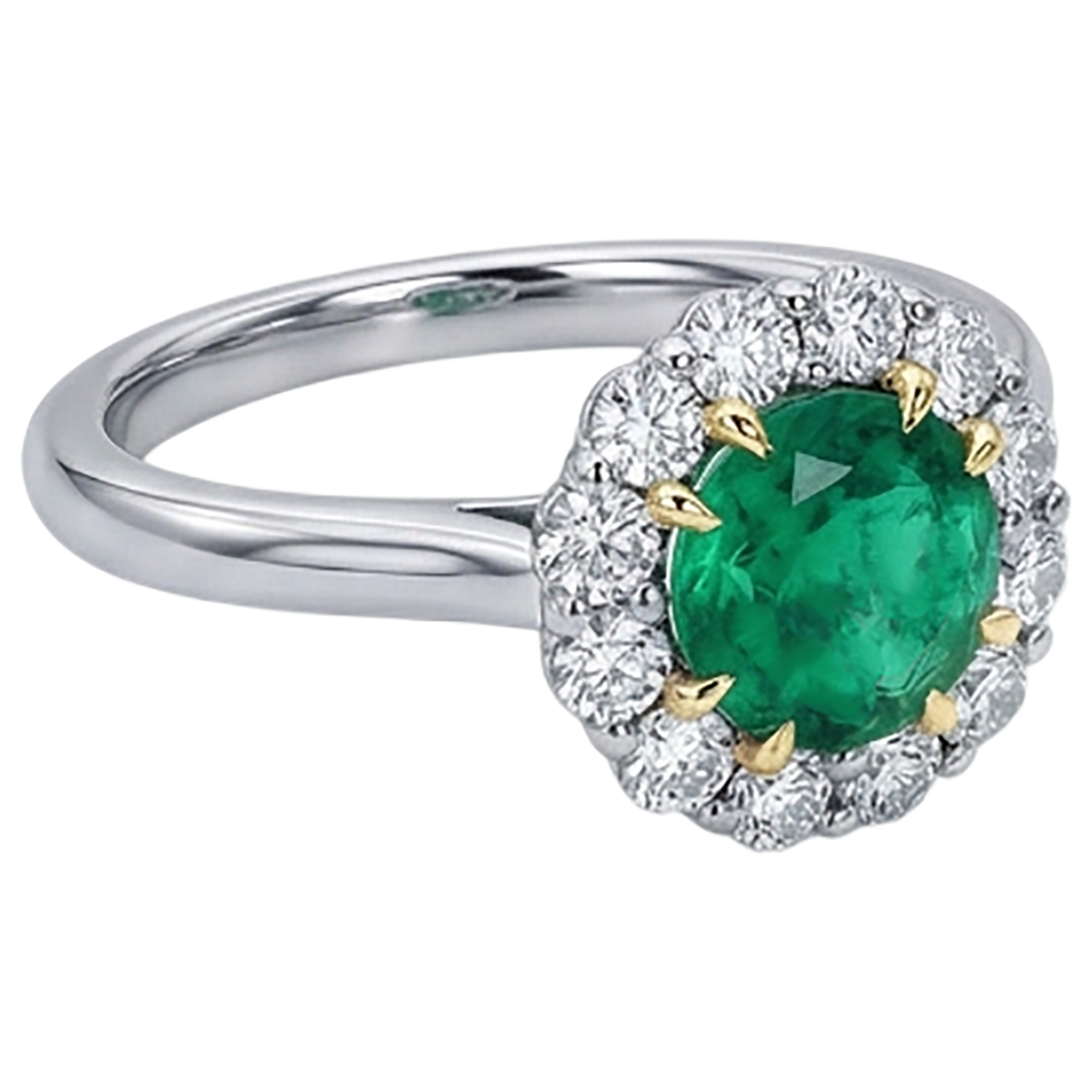 Hochwertiger Smaragd Farbstein-Ring 2,50 Karat – Schrägansicht