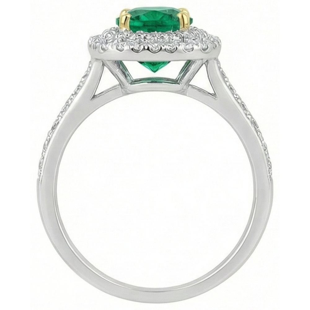 Echter Smaragd Farbstein-Ring 2 Karat Bicolor 14K Gold – Profilansicht