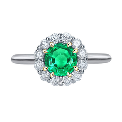Zweifarbiges 14K Gold GIA-Zertifiziert Smaragd Farbstein-Ring