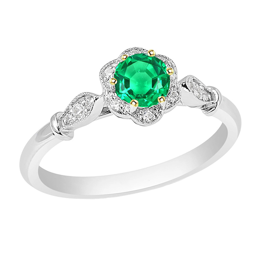 Farbstein-Ring Zweifarbiges 14K Gold mit Kolumbianischer Smaragd – Hauptansicht