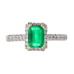 Edler Smaragd Edelstein-Ring – GIA-Geprüft 2 Karat Bicolor 14K