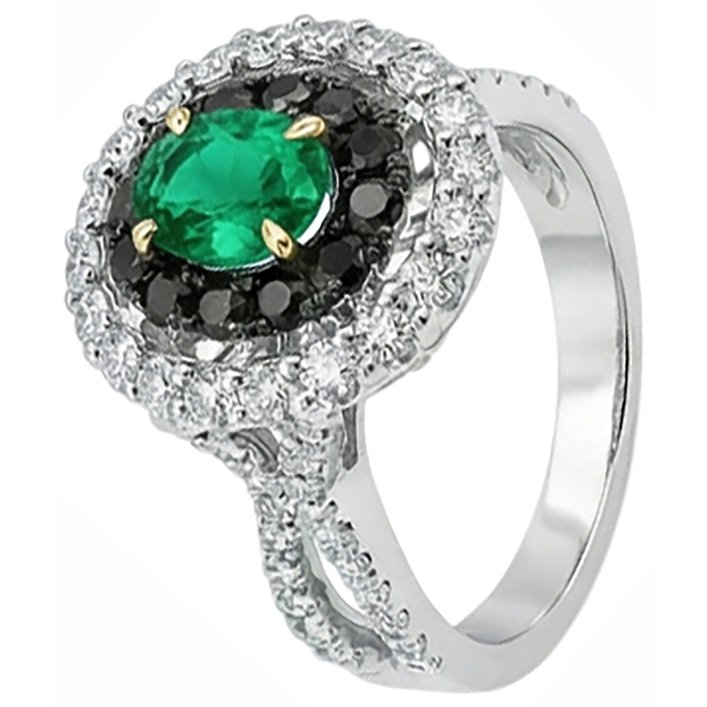 Edler Smaragd Schmuckstein-Ring 2-Karat 14K – Schrägansicht