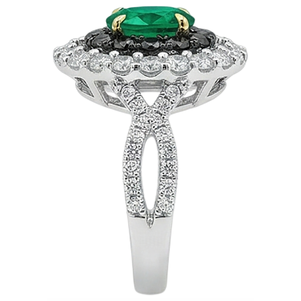 Authentischer Edler Smaragd Schmuckstein-Ring 2 Karat 14K – Profilansicht