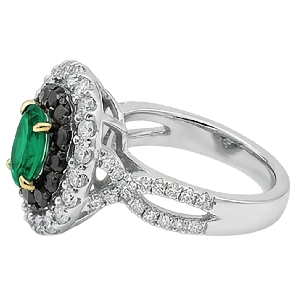 Authentischer Edler Smaragd Schmuckstein-Ring 2 Karat 14K – Rückansicht