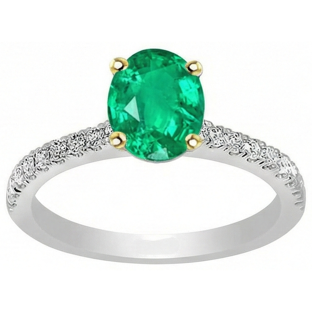 Naturreiner Smaragd Farbstein-Ring – Frontansicht