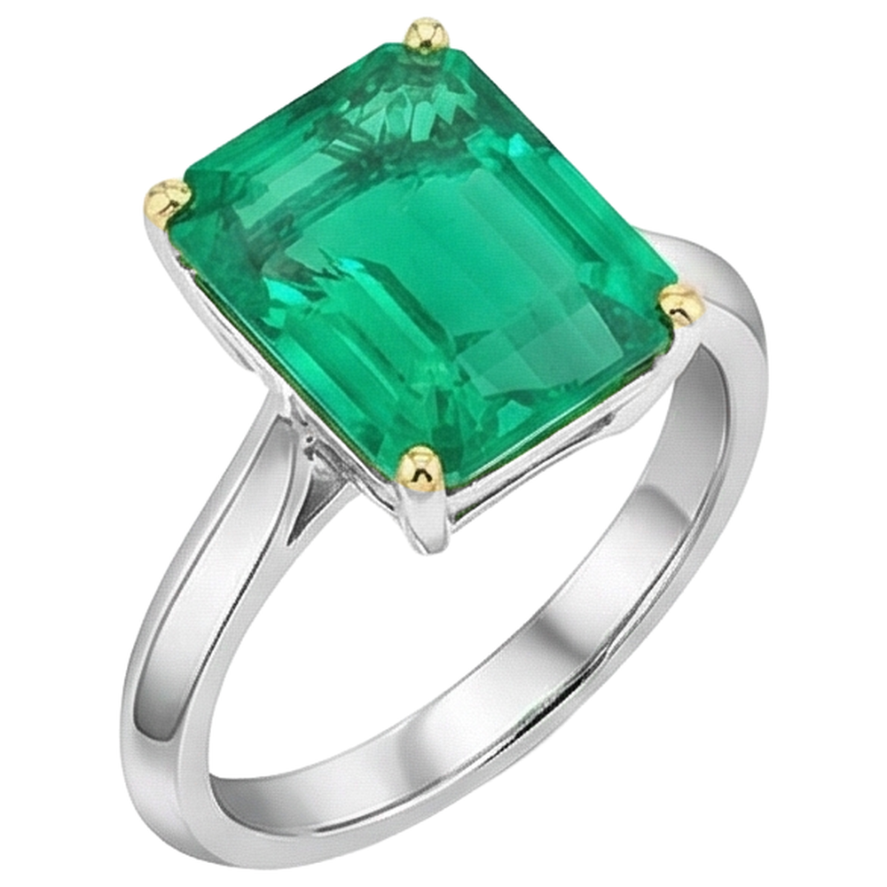 Brillanter Smaragd Farbstein-Ring 4 Karat – Frontansicht