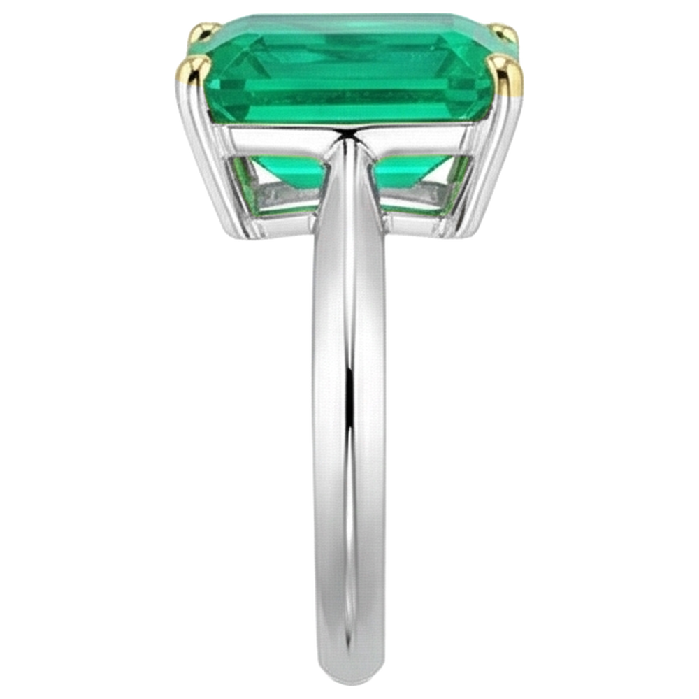 Farbstein-Ring 14 Karat Zweifarbig Gold mit Smaragd – Profilansicht