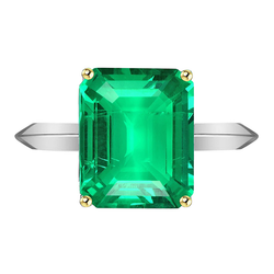 Smaragd GIA-Zertifiziert Farbstein-Ring 4 Karat in 14 Karat