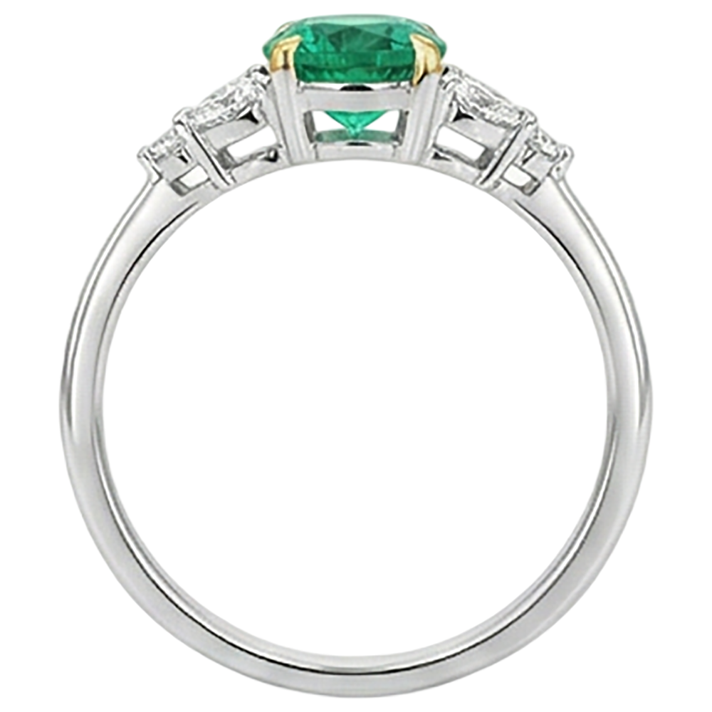 Brillantschliff Edler Smaragd Ring in 14 Karat Zweifarbig Gold – Profilansicht
