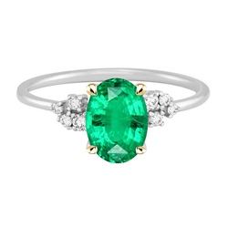 Bicolor 14K Gold Schmuckstein-Ring mit Smaragd – 3,50 Karat