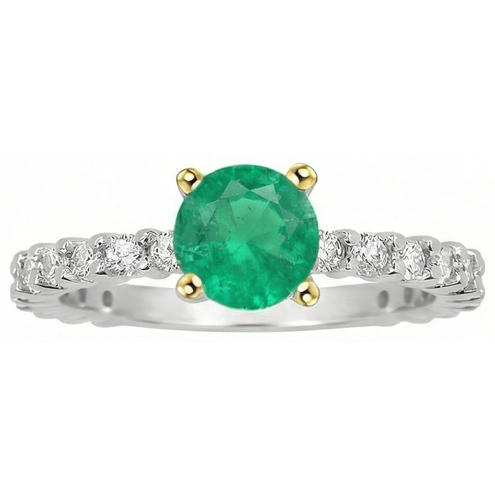 Farbstein-Ring Bicolor 14K Gold mit Kolumbianischer Smaragd – Seitenansicht