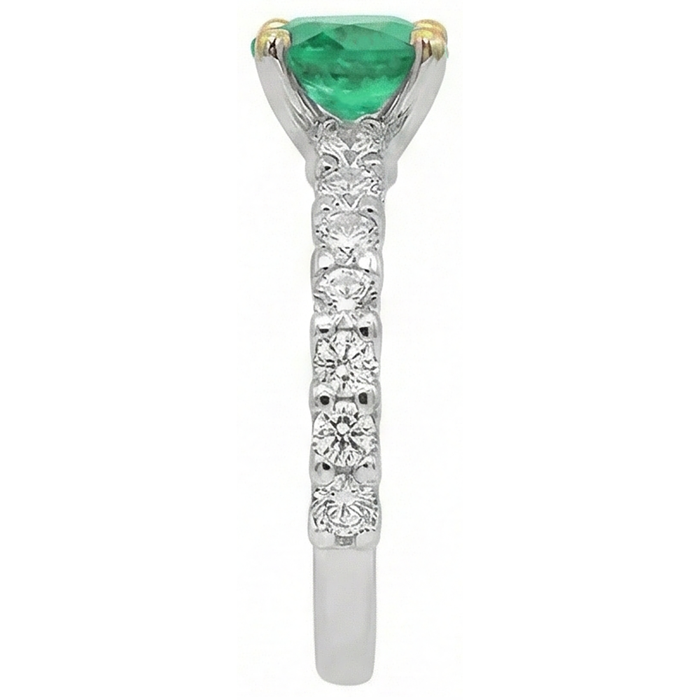 Farbstein-Ring Bicolor 14K Gold mit Kolumbianischer Smaragd – Profilansicht