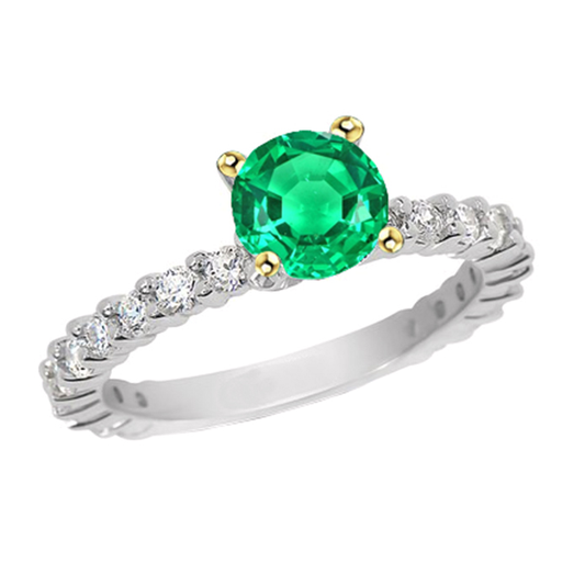 Naturreiner Kolumbianischer Smaragd Farbstein-Ring 2,50 Karat Bicolor 14K Gold – Hauptansicht