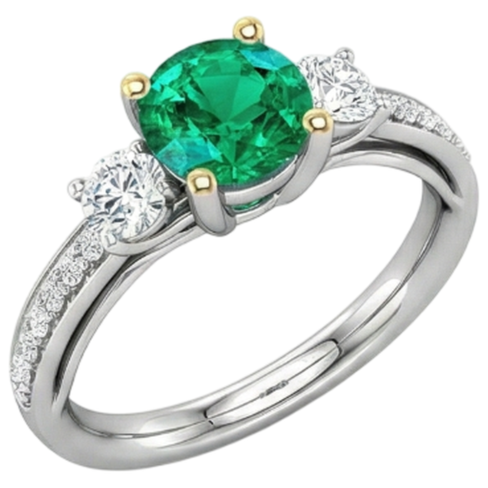 Schmuckstein-Ring Zweifarbiges 14K Gold mit Smaragd – Seitenansicht